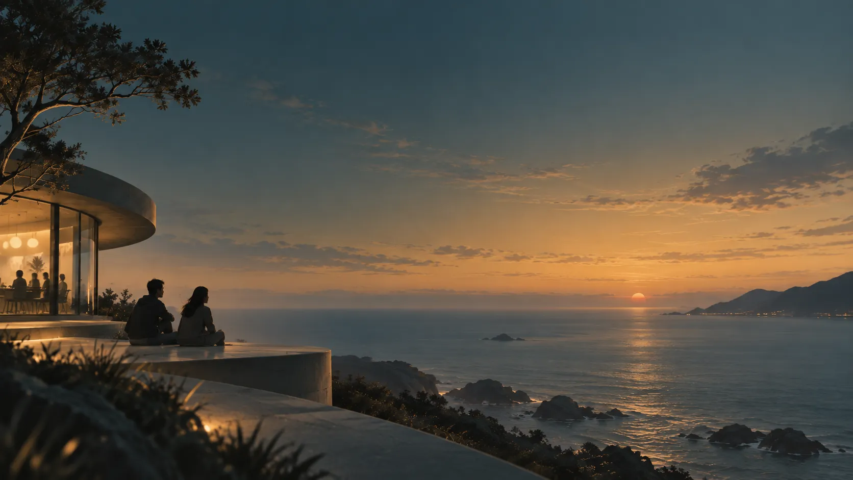 海岸环境中的步行与观察场景